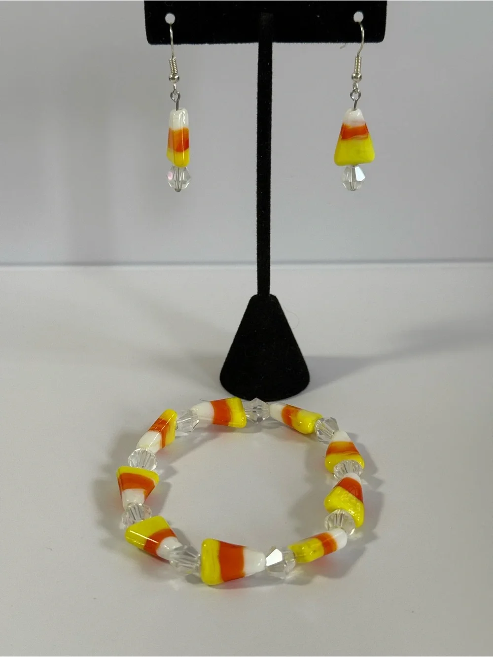 Candy Corn Bead Bracelet and Earring Set - Yellow & Orange great for Halloween